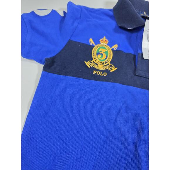 Polo Ralph Lauren Rugby Shirt Boys 7 Big Pony Crest #3 Blue Crest Striped - Picture 4 of 6